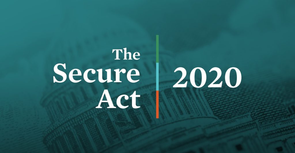 The Secure Act 2020 text on teal background.