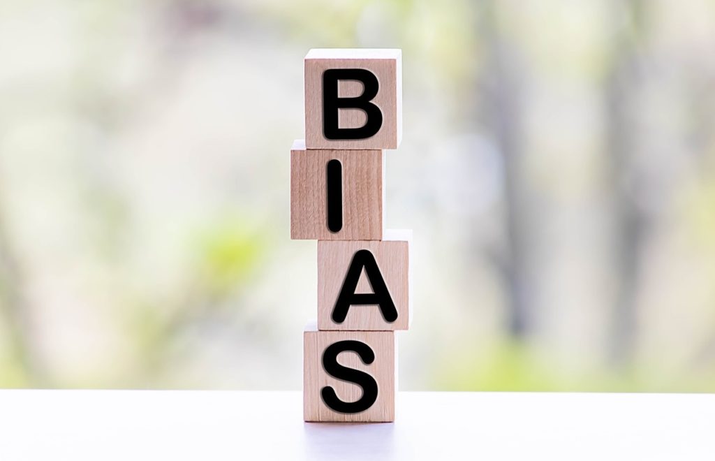 Toy blocks stacked on top of one another spelling out bias