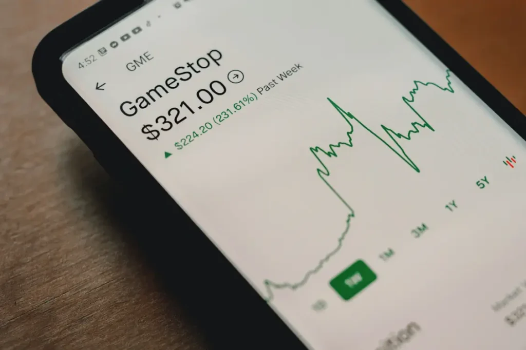 Recent GameStop performance on phone screen