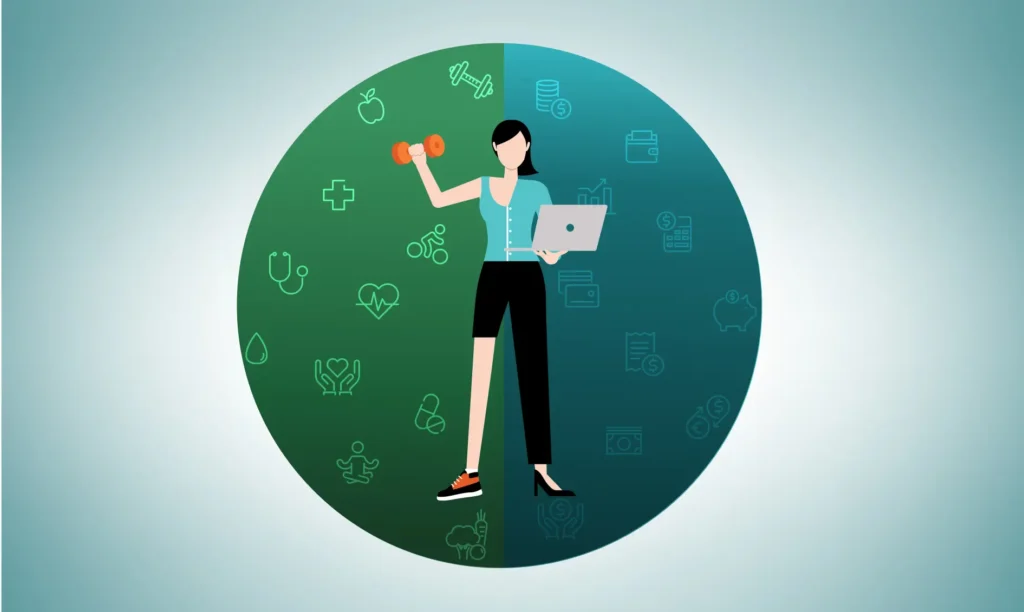 an animated image of a woman representing health and health financial habits.